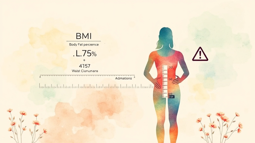 비만도 자가 진단: BMI, 체지방률 계산 및 건강 위험도 파악 3 BMI, 체지방률: 측정법과 기준 (watercolor 스타일)